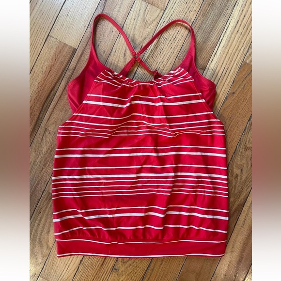 Athleta Other - Athleta Encitas Womens Tankini Swim Top Sz 36D/DD/Tall Red W/White Stripes NWOT